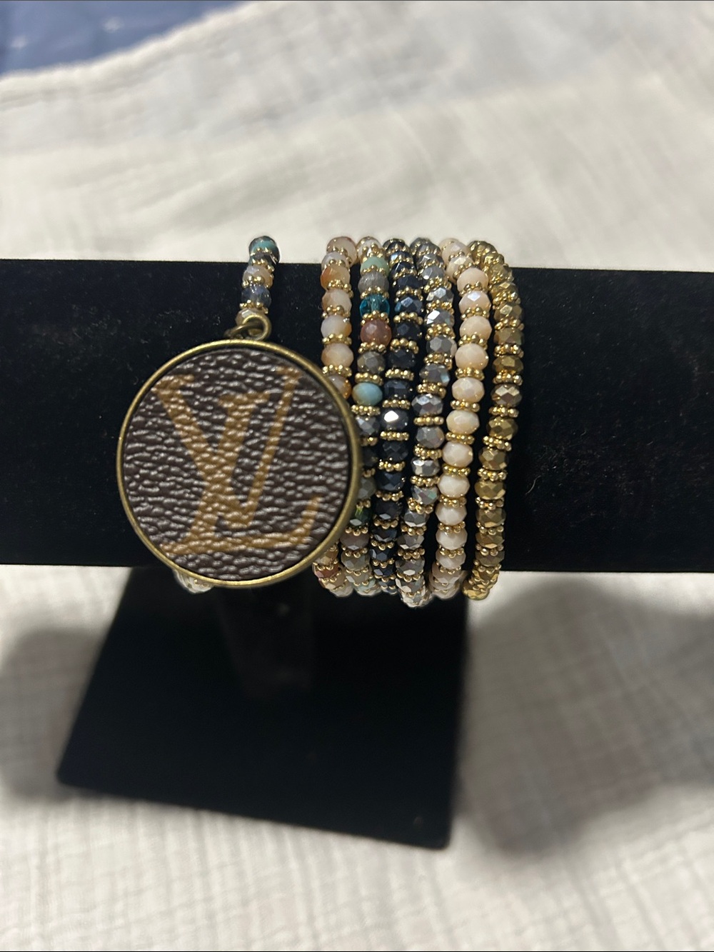 Keep it Gypsy set of 7 bracelets with upcycled genuine LV Monogram Charm